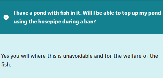 Fishponds get hosepipe ban exemption